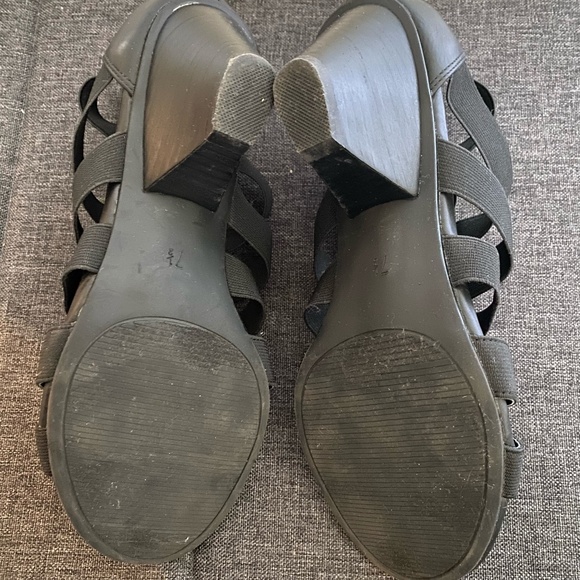 Coach and Four Black Band Open Toe Faux Leather Casual Office Heel Shoe-Sz-7.5 - Picture 11 of 15